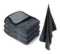 CHEPULA Lot de 3 serviettes de douche, 40 x 60 cm, à séchage rapide, extra absorbants, en microfibre sans rayures, pour voiture, cabine de douche pour salle de bain, cuisine, maison, gris foncé