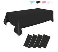 CHEPULA Lot de 4 nappes jetables imperméables rectangulaires - Convient pour anniversaire, fête, anniversaire d'enfant, Noël - 137 x 274 cm - Noir