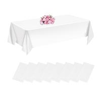 CHEPULA Lot de 8 nappes jetables blanches imperméables rectangulaires - Convient pour mariage, fête, anniversaire d'enfant et Noël - 137 x 274 cm - Blanc