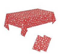 CHEPULA Nappe Noël Jetables, 2 Pièces Nappe de Noël, Nappe Rectangulaire Noël, 137 * 274 cm Nappes Imperméables Rouge Nappe de Table Fête Protection Décoration de Table