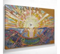 CheQuadro! Le soleil d'Edvard Munch, grand tableau de haute qualité, impression sur toile, art raffiné, monté sur châssis prêt à accrocher bsa16-130x90 cm