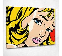 CheQuadro! Tableau abstrait Girl with blue eyes pop art moderne impression sur toile asn33, 90 x 72 cm