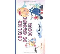 Chéquier de grande sœur, 30 Chèques: Carnet de coupons original à offrir à la future grande sœur comme un cadeau de naissance.