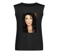 Cher Here We Go Again Concert Tour Believe I Got You Babe T-Shirt White Unisex Mens Tees Sleeveless Vest Tank Top Black L