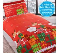 Rapport Home Ensemble de housse de couette Noël Bonhomme Santa Renne Emoji Enfants
