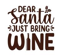 Cher Père Noël, apporte-moi juste du vin, citations de Noël, conception typographique Stickers lettrage 42x43.9cm Embellissement mural Café