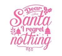 Cher Père Noël, je ne regrette rien de Noël Décorations murales en vinyle 54.6x60.2cm Peinture murale artistique Rose