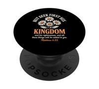 Cherchez d'abord son royaume, marguerite florale chrétienne PopSockets PopGrip Adhésif
