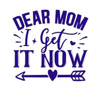 Chère maman, je comprends maintenant, fête des mères Décorations murales en vinyle 67.2x71.2cm Modification et ajout d'informations possibles Bleu foncé