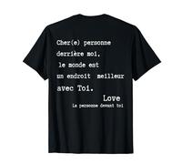Chère Personne Derrière Moi Cadeau Citation Positif Humour T-Shirt