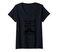 Chère Personne derrière Moi: Tailgating Won't Make Me Go Faster T-Shirt avec Col en V, Femme, Noir, M