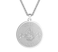 Chereda Collier avec pendentif Amor Fati en acier inoxydable pour homme et femme Médaillon Philosophie Memento Mori Stoic, Acier inoxydable, Sans pierre précieuse