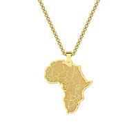 Chereda Collier avec pendentif carte africaine en acier inoxydable pour homme - Cadeau d'anniversaire, Acier inoxydable
