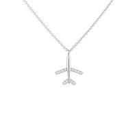 Chereda Collier en argent 925 avec pendentif en forme d'avion volant fait à la main en oxyde de zirconium pour femmes et filles - Cadeau d'anniversaire, Cuivre, Zircone cubique