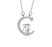 Chereda Collier en argent sterling 925 avec pendentif lapin mignon pour femmes et filles en oxyde de zirconium, Cuivre, Zircone cubique