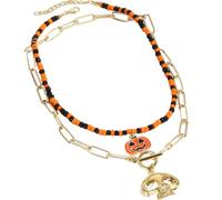 Chereda Ensemble de 2 colliers avec pendentif tête de mort pour homme et femme, style gothique, punk, citrouille en alliage de métal