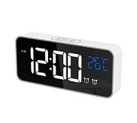CHEREEKI Réveil Numérique, Horloge Numérique LED Horloge Digitale Réveil avec Température/Snooze/2 Alarme/12/24 Heure/Port de Recharge USB/10 Musiques