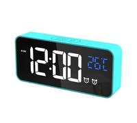 CHEREEKI Réveil Numérique, Horloge Numérique LED Horloge Digitale Réveil avec Température/Snooze/2 Alarme/12/24 Heure/Port de Recharge USB/10 Musiques