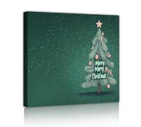 CHERHERART arbre de Noël Toile Art mural Coloré Festif Vacances Impressions sur toile Affiches d’hiver Peinture murale Flocon de neige Motif Décoration intérieure 80x80cm Cadre intérieur