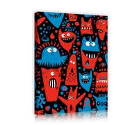 CHERHERART Art coloré de monstres en dessin animé décoration murale fantaisie fantaisiste affiches vibrantes imprimés peinture œuvres pour la chambre de la nursery 75x100cm