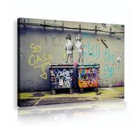 CHERHERART Art mural Banksy Naughty Boy Camion poubelle Graffiti Peintures Imprimées sur Toile Oeuvre Nostalgique Pour Enfants Chambre Murs Décor 30x45cm Innerframe
