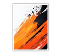 CHERHERART Art mural chambre Affiche de décoration murale moderne audacieuse en blocs de couleurs vives pour bureau coups de pinceau abstraits orange et noir toiles 25x40cm sans cadre