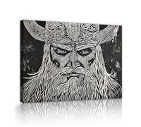 CHERHERART Art mural de guerrier viking en toile Tableau de la mythologie nordique Portrait en toile Affiches en toile Peinture encadrée pour le salon Bureau Fresque vintage 60x80cm