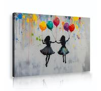 CHERHERART Ballons sur toile Imprimé Splash Art coloré Affiches Silhouettes Décoration murale pour salon Graffiti de rue Photos de graffitis pour chambre 25x40cm Cadre intérieur
