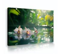 CHERHERART blanc orchidée vert plantes impressions sur toile oeuvre pour vivre maison spa salle de bain salle à manger calme eau zen art toile décor mural 80x120cm cadre intérieur