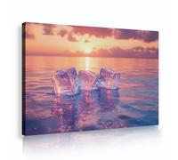 CHERHERART Coucher de soleil Glaçons de l’océan Toile de glace Art mural Images abstraites modernes Estampes d’œuvres d’art pour la maison Salon Salon Décoration de salle de bain Fresque 70x110cm