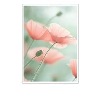 CHERHERART Fleurs de corail de rêve Impression sur toile Illustrations vert brumeux Panorame murale en toile florale douce Affiche murale pour salle à manger Chambre Salon 30x45cm Sans cadre