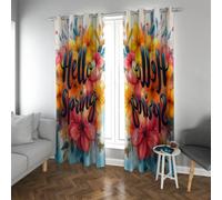 CHERHERART Fleurs de Printemps Rideaux occultants pour Chambre Salle à Manger Plantes colorées Salon à 2 Panneaux Ensemble de Gouttes d’œillet Rideaux de fenêtre Plateau d’œillet. 2xB132xH225