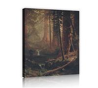 CHERHERART Forêt Wall Art Toile Photos pour salon Géant Séquoia Arbres Toile Peinture par Albert Bierstadt pour Bureau Decor 35x45cm Innerframe