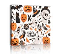 CHERHERART Halloween citrouille lanterne toile art mural fantôme crâne sur toile photos œuvres d’art impressions effrayant à thème maison fête salle à manger décor 70x70cm cadre intérieur