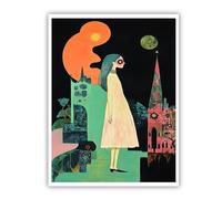 CHERHERART Imprimés gothiques sur toile Affiche Surréaliste Étrange Architecture murale Art mural Dark Fantasy Castle Moonlight Toiles Photos pour cuisine 40x60cm sans cadre