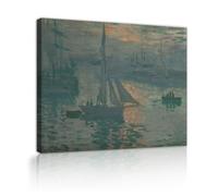 CHERHERART L’impression, lever du soleil peinture sur toile impressions tons bleu-gris paysage marin toile murale image pour la maison salle à manger chambre étude chambre à coucher 50x70cm