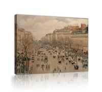 CHERHERART Le boulevard Montmartre Toile murale peinture rues animées Impressions sur toile pour la maison Salle à manger Chambre Cuisine 50x70cm