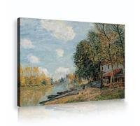 CHERHERART Les rives de la rivière Loing par Alfred Sisley Impression sur toile Art mural Peinture célèbre Tableau sur toile pour bureau à domicile étude décor 30x45cm Cadre intérieur