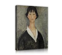 CHERHERART Minimaliste Toile Art Mural Photo Portrait d’une jeune femme aux cheveux noirs Peinture sur toile Impressions Oeuvre pour la maison Salle à manger 50x70cm