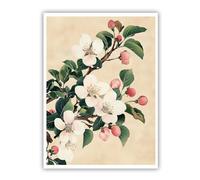 CHERHERART Poster Toile Fleurs Orient Blanches Roses Feuilles 80x100cm