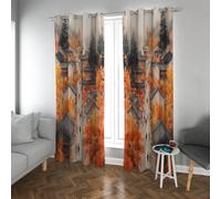 CHERHERART Rideaux d’Automne de la scène Japonaise de Rue couplage 2 Panneaux Ensemble de Feuilles d’érable Rideaux de fenêtre à œillets pour Salon Chambre Bureau 2xB140xH260