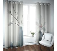 CHERHERART Rideaux Modernes élégants en Fleurs avec Un Dessus d’œillet Vase Magnolia à Motifs Floraux Rideaux assombrississants pour Salon Chambre et Bureau Ensemble de 2 Panneaux 2xB132xH214