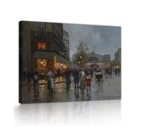 CHERHERART Rues parisiennes après la pluie Toile Art mural Tableau impressionnisme Peinture sur toile Impressions pour la maison Salle à manger Chambre Bureau 50x75cm