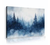 CHERHERART Toile bleue Forêt Art mural Images d’impression sur toile de paysage Forêt brumeuse Affiches de nature moderne Décoration de peinture pour le salon 30x45cm
