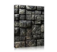 CHERHERART Toile en pierre aztèque Art mural Affiche encadrée pour bureau à domicile Étude Décor historique Vintage Rustique Photos Œuvres d’art Impressions 75x100cm