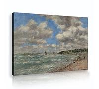CHERHERART Toile encadrée Art mural Rivage de Deauville 1896 par Eugène Boudin Peinture sur toile prête à accrocher pour salon bureau Decor 30x45cm Innerframe