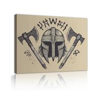 CHERHERART Viking guerrier toile art mural casque nordique hache historique impressions sur toile photos affiche peinture encadrée pour bureau à domicile 25x40cm