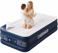 CHERIMOR Matelas gonflable double XL avec pompe intégrée et surmatelas matelassé de luxe, 203,2 cm de long, 50,8 cm de hauteur, gonflage rapide de 2,5 min, soutien de 226,8 kg, matelas gonflable avec