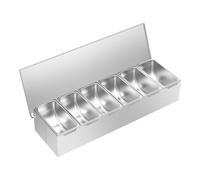 CHERIPOLI Lot de 6 récipients à ingrédients en acier inoxydable avec couvercle, pour restauration et cuisine, accessoires de pizza