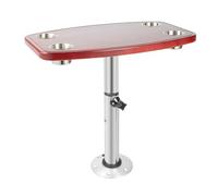 CHERIREN Table à fermeture éclair, 60 x 38 x 3 cm, télescopique, pour caravane, bateau - Table marine réglable en hauteur - Table de voile en bois massif avec 4 porte-gobelets pour camping-cars